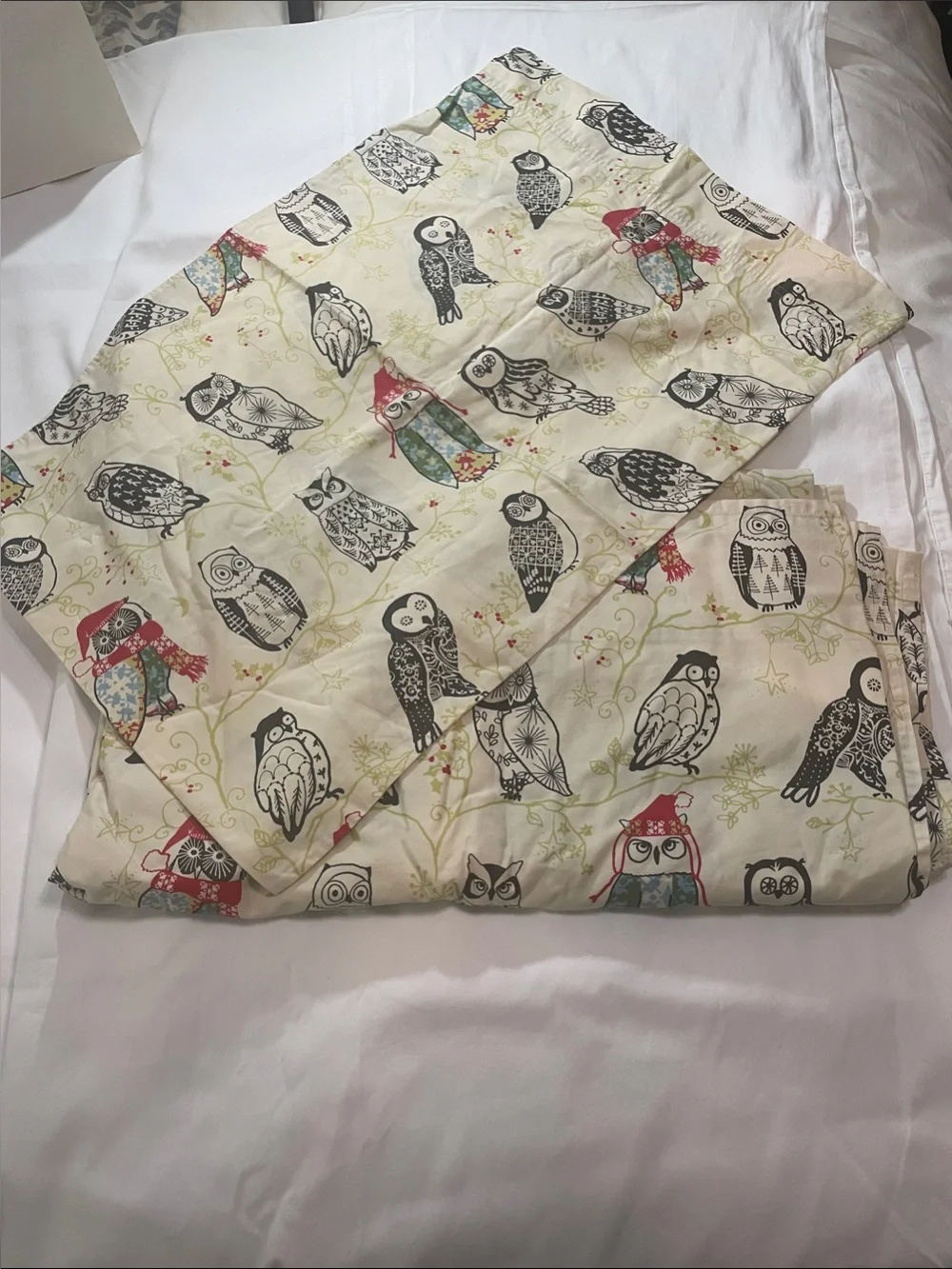 Vintage Garnet Hill: Night Owl Sateen queen flat sheet & pillowcase.
